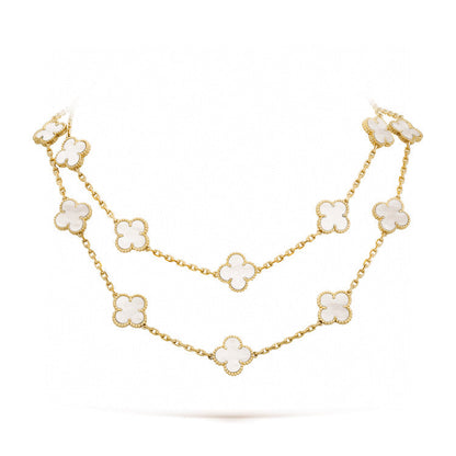 [Stars Jewelry]CLOVER 20 MOTIFS WHITE MOP NECKLACE