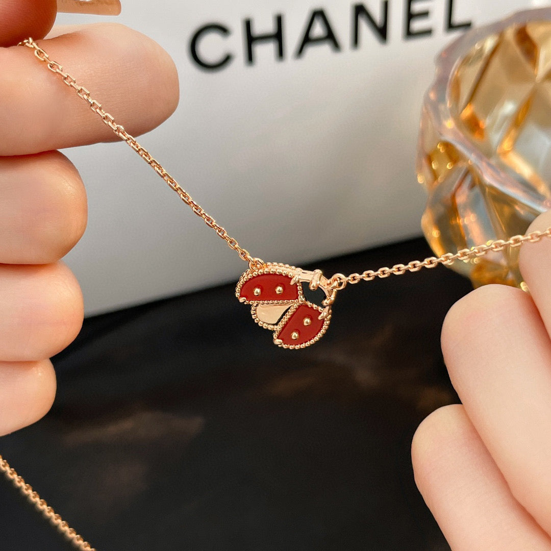 [Stars Jewelry]LUCKY  CARNELIANS LADYBUG NECKLACE