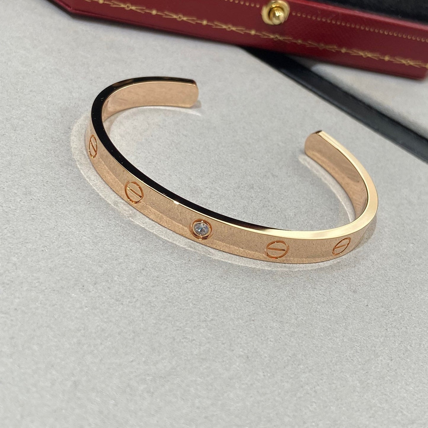 [Stars Jewelry]LOVE BRACELET 6.1MM 1 DIAMOND OPEN CUFF