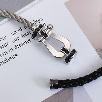 [Stars Jewelry]FORCE LARGE HORSESHOE BLACK DIAMOND BRACELET SILVER