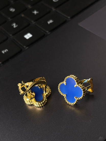 [Stars Jewelry] CLOVER LARGE (20mm) 1 MOTIFS BLUE MOP STUD EARRINGS