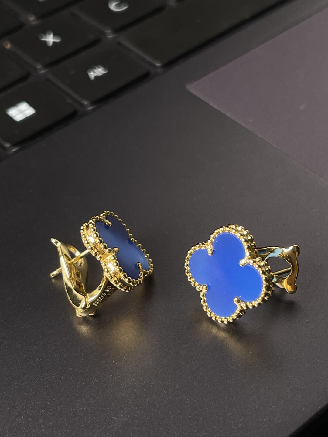 [Stars Jewelry] CLOVER LARGE (20mm) 1 MOTIFS BLUE MOP STUD EARRINGS