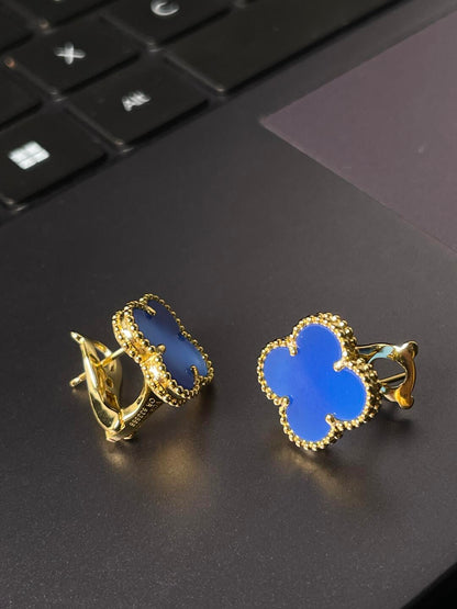 [Stars Jewelry] CLOVER LARGE (20mm) 1 MOTIFS BLUE MOP STUD EARRINGS