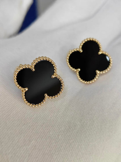 [Stars Jewelry]CLOVER 20MM BLACK MOP EARRINGS