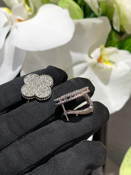 [Stars Jewelry]CLOVER 20MM MOTIFS DIAMOND STUD EARRINGS SILVER