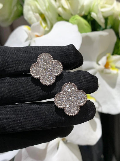 [Stars Jewelry]CLOVER 20MM MOTIFS DIAMOND STUD EARRINGS SILVER