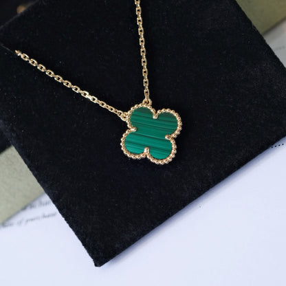 [Stars Jewelry]CLOVER 15MM MALACHITE SINGLE FLOWER  NECKLACE