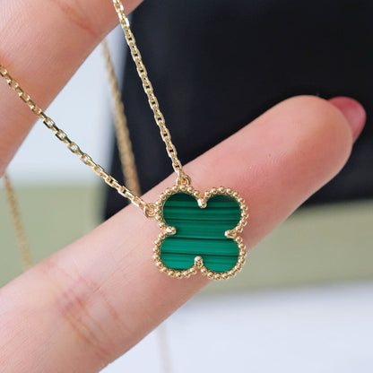 [Stars Jewelry]CLOVER 15MM MALACHITE SINGLE FLOWER  NECKLACE