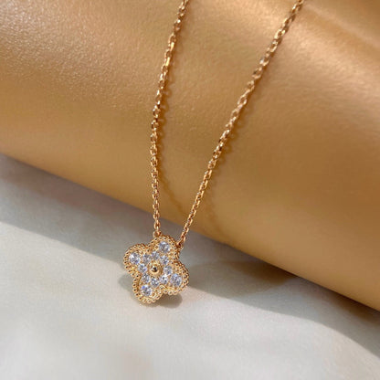 [Stars Jewelry]CLOVER 15MM DIAMOND SINGLE FLOWER NECKLACE