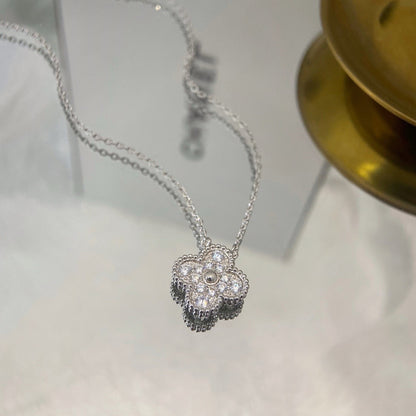 [Stars Jewelry]CLOVER 15MM DIAMOND SINGLE FLOWER NECKLACE