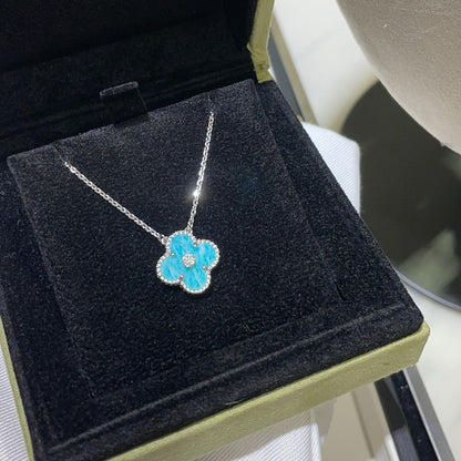 [Stars Jewelry]CLOVER 15MM DIAMOND SVRES PORCELAIN  NECKLACE SILVER