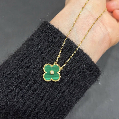 [Stars Jewelry]CLOVER 15MM DIAMOND TURQUOISE NECKLACE
