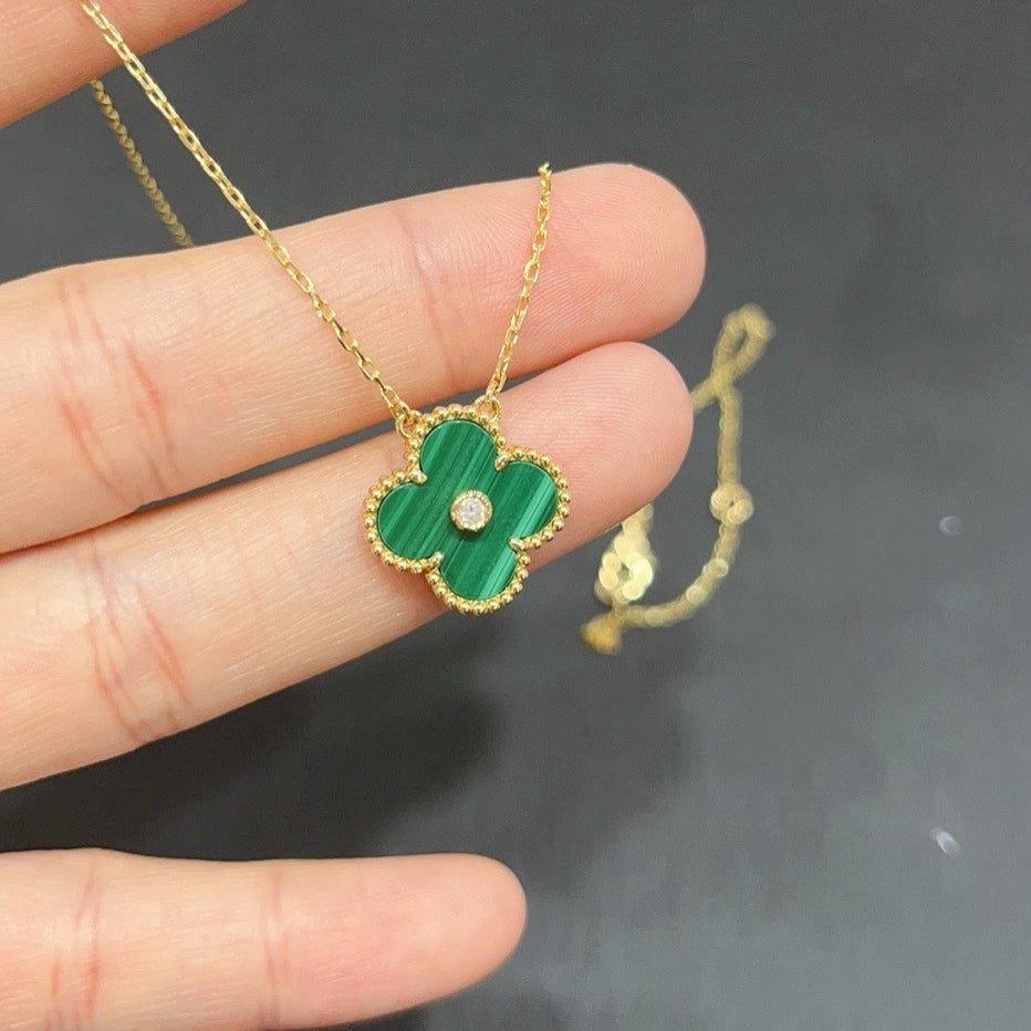 [Stars Jewelry]CLOVER 15MM DIAMOND TURQUOISE NECKLACE
