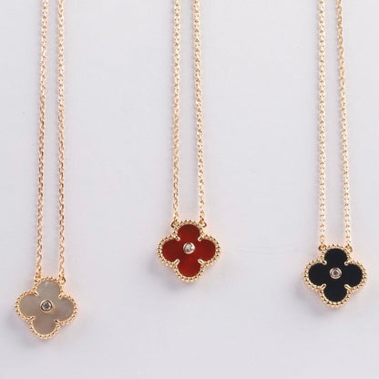 [Stars Jewelry]CLOVER 15MM DIAMOND CARNELIAN NECKLACE