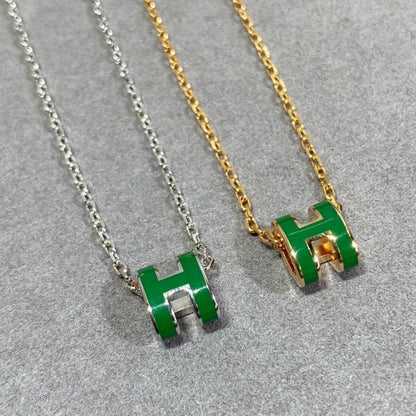 [Stars Jewelry]POP H GREEN NECKLACE SILVER AND GOLD