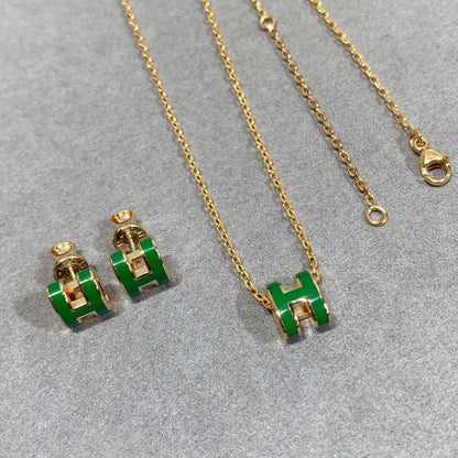 [Stars Jewelry]POP H GREEN NECKLACE SILVER AND GOLD