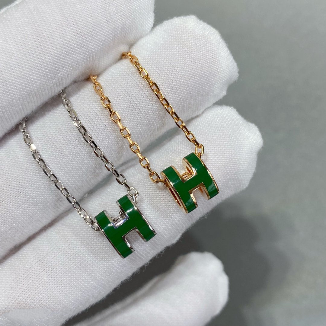 [Stars Jewelry]POP H GREEN NECKLACE SILVER AND GOLD