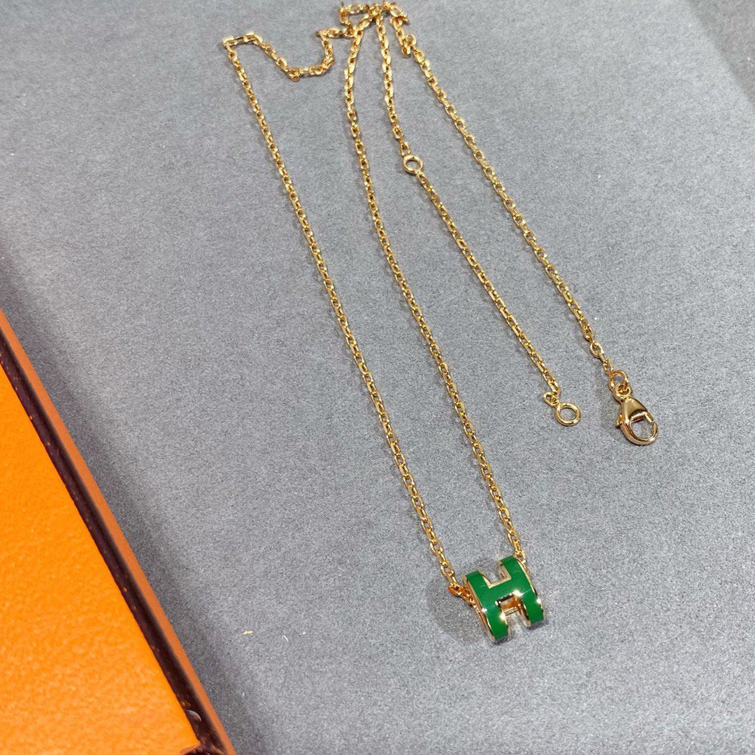 [Stars Jewelry]POP H GREEN NECKLACE SILVER AND GOLD