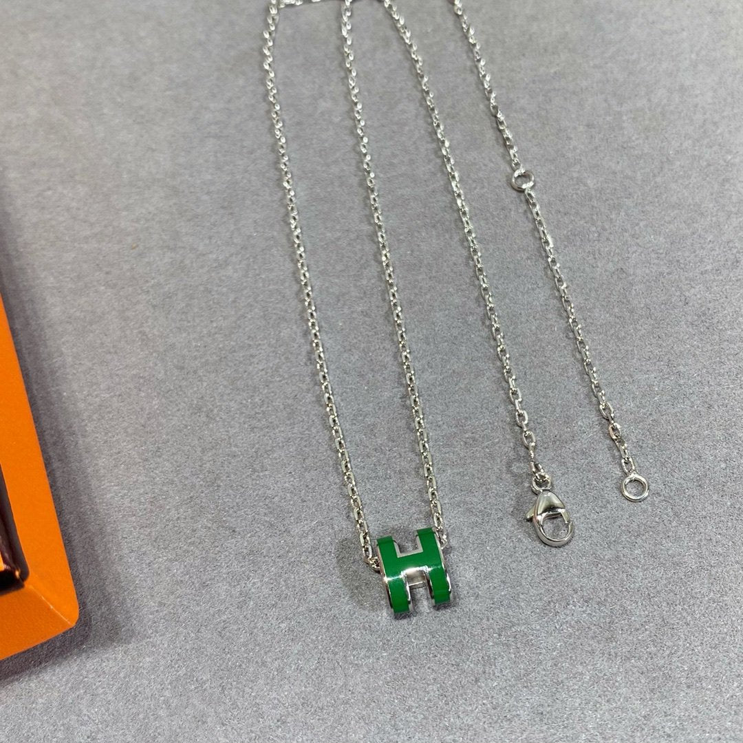 [Stars Jewelry]POP H GREEN NECKLACE SILVER AND GOLD