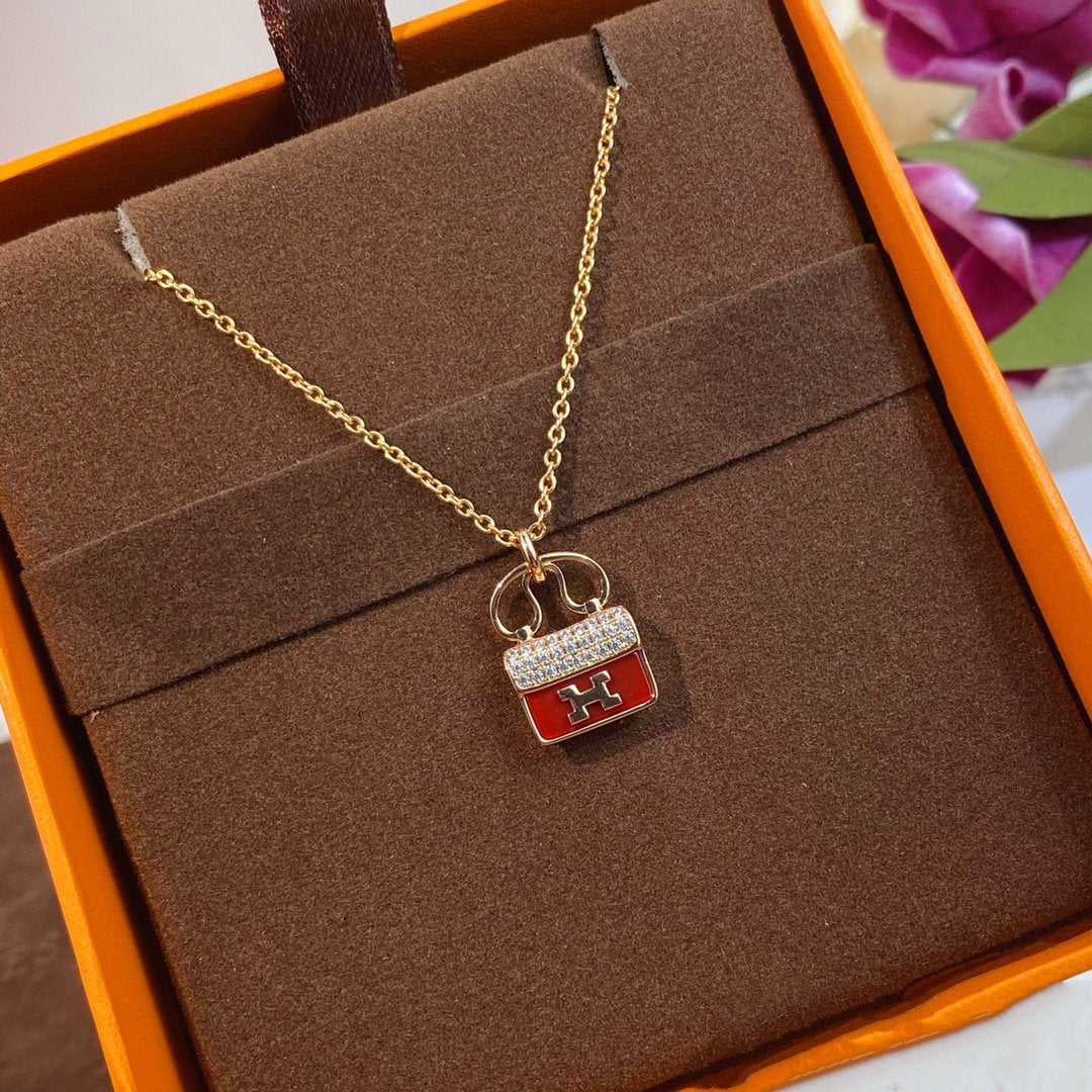 [Stars Jewelry]CONSTANCE RED PEDANT PINK GOLD NECKLACE