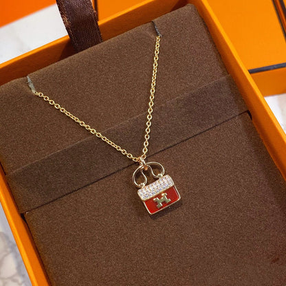 [Stars Jewelry]CONSTANCE RED PEDANT PINK GOLD NECKLACE