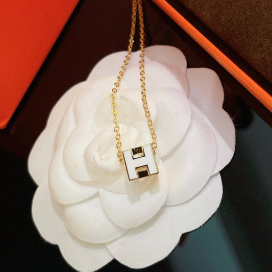 [Stars Jewelry]H WHITE SQUARE GOLD NECKLACE