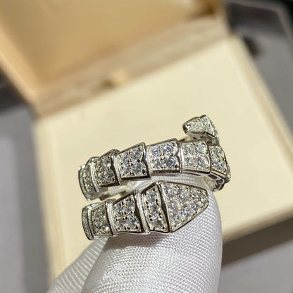 [Stars Jewelry]SERPENTI DOUBLE RING SILVER DIAMOND PAVED