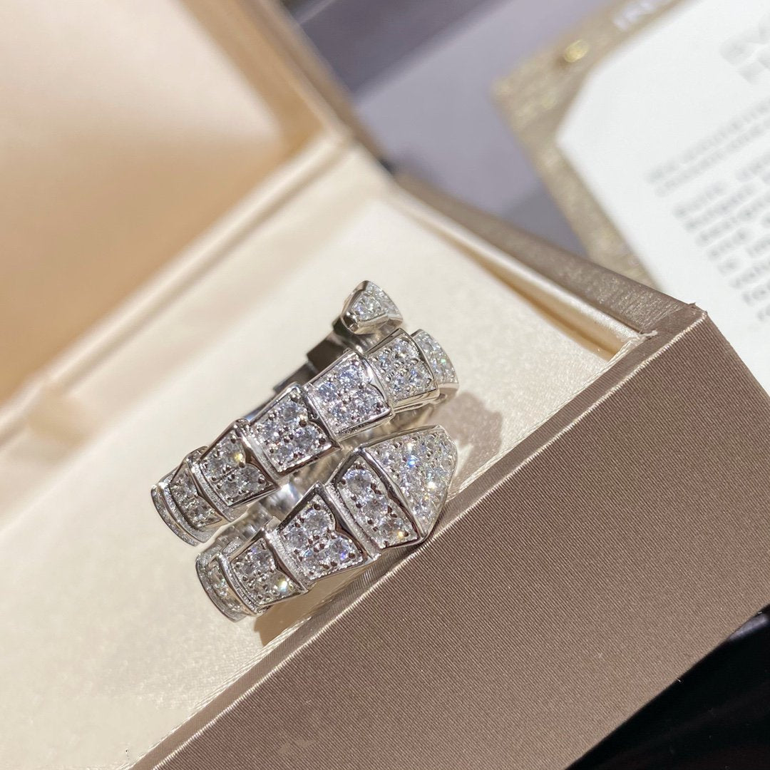 [Stars Jewelry]SERPENTI DOUBLE RING SILVER DIAMOND PAVED