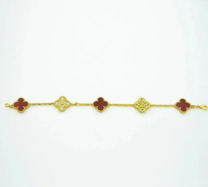 [Stars Jewelry] CLOVER 5 MOTIF RED CORNELIAN BRACELET COLLECTION