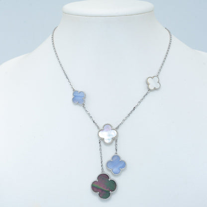[Stars Jewelry]CLOVER MOP CHALCEDONY NECKLACE SILVER 6 MOTIF