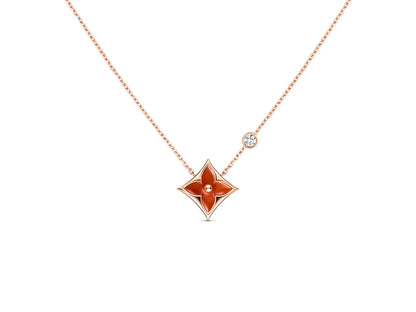 [Stars Jewelry]STAR NECKLACE PINK GOLD 1 DIAMOND