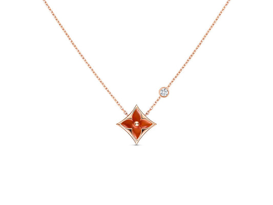 [Stars Jewelry]STAR NECKLACE PINK GOLD 1 DIAMOND