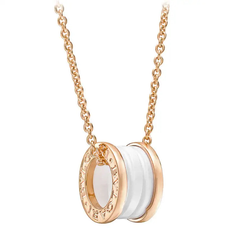 [Stars Jewelry]ZERO 1 WHITE CERAMIC PINK GOLD DIAMOND NECKLACE