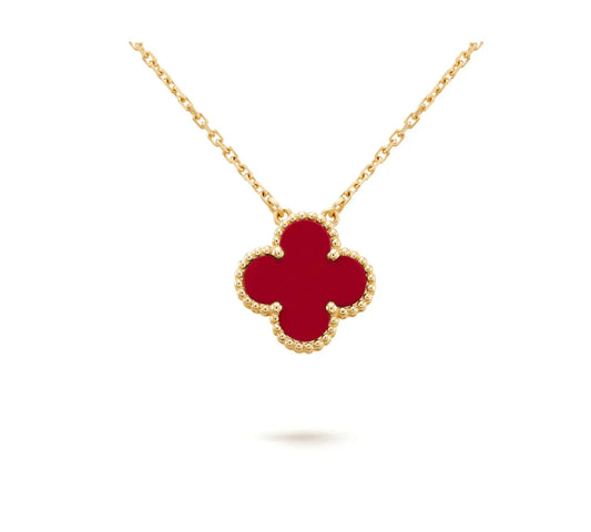 [Stars Jewelry]CLOVER 15MM CARNELIAN SINGLE FLOWER NECKLACE