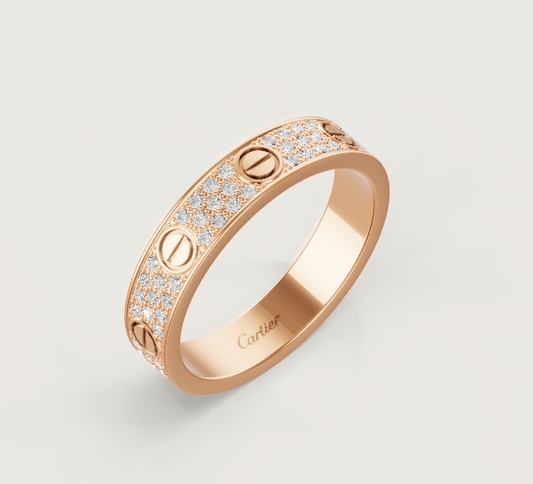 [Stars Jewelry]LOVE RING 4mm-wide full-diamond ring Rose Gold