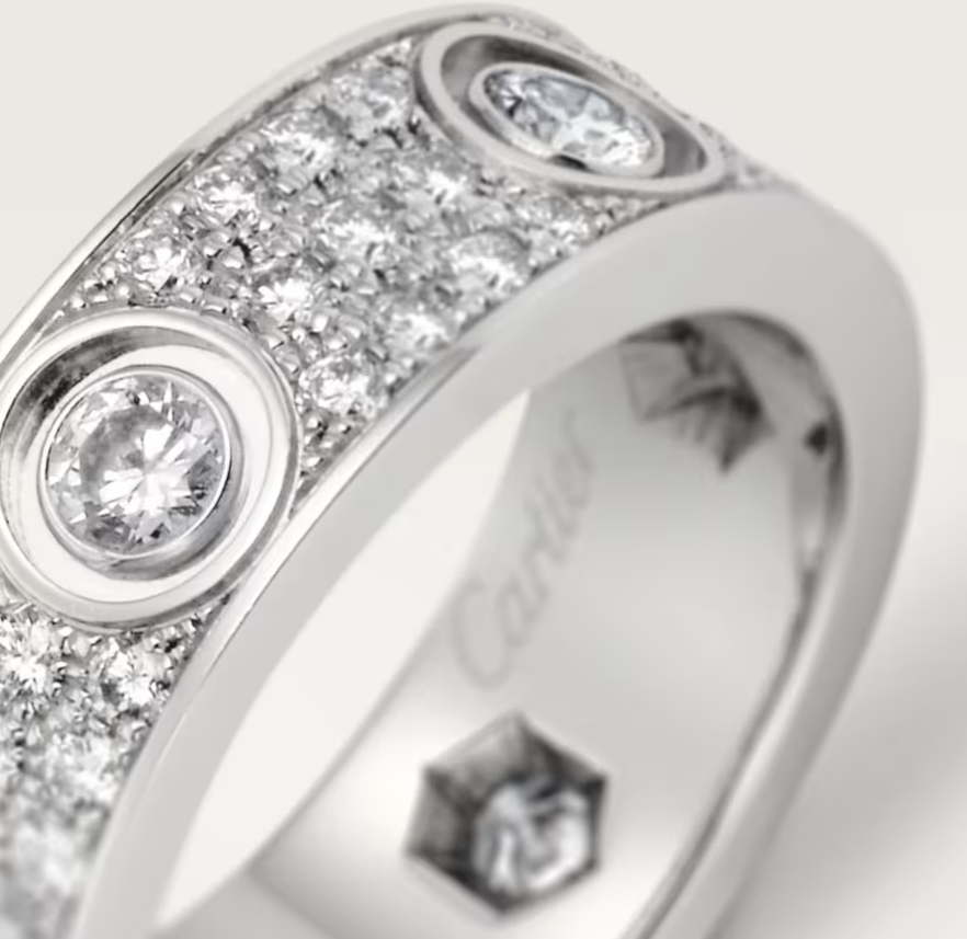 [Stars Jewelry]LOVE RING 6.5MM Full Diamond, 6 Major Diamonds Silver