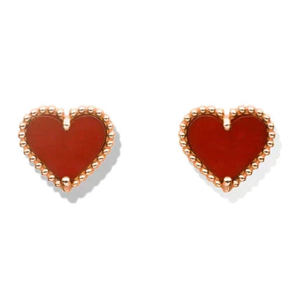[Stars Jewelry]HEART CARNELIAN STUD EARRINGS