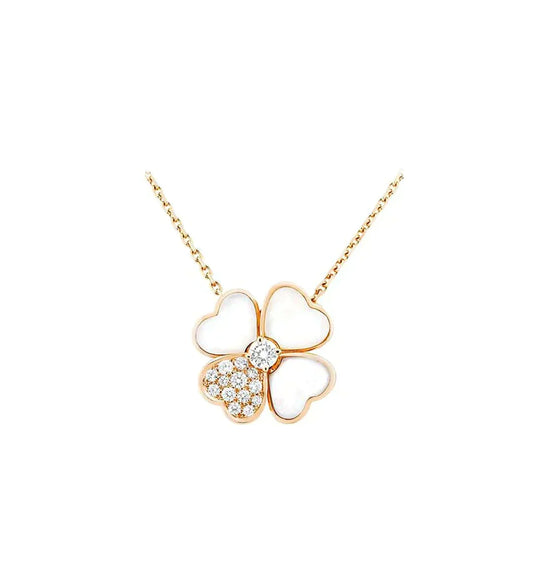 [Stars Jewelry]CLOVER MOP DIAMOND ROSE GOLD NECKLACE