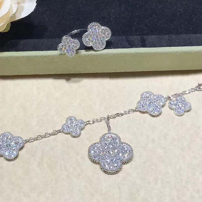 [Stars Jewelry]CLOVER 6 MOTIFS SILVER DIAMOND BRACELET