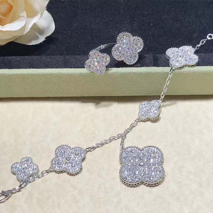[Stars Jewelry]CLOVER 6 MOTIFS SILVER DIAMOND BRACELET