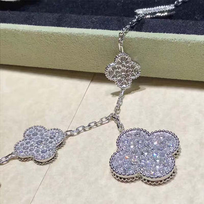 [Stars Jewelry]CLOVER 6 MOTIFS SILVER DIAMOND BRACELET