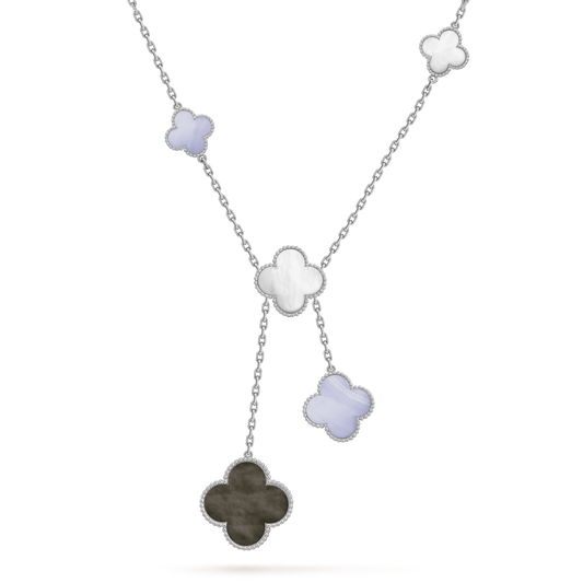 [Stars Jewelry]CLOVER MOP CHALCEDONY NECKLACE SILVER 6 MOTIF