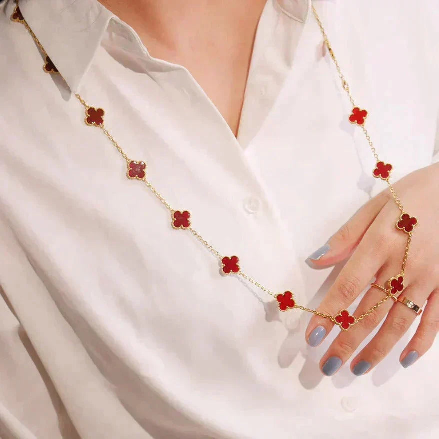 [Stars Jewelry]CLOVER 20 MOTIFS CARNELIAN NECKLACE