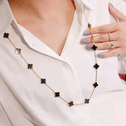 [Stars Jewelry]CLOVER 20 MOTIFS ONYX NECKLACE