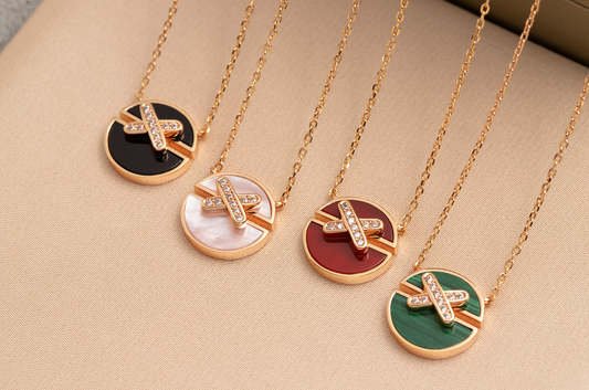 [Stars Jewelry]JEUX DE PINK GOLD DIAMOND NECKLACE