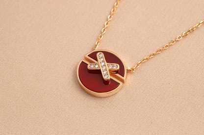 [Stars Jewelry]JEUX DE PINK GOLD DIAMOND NECKLACE