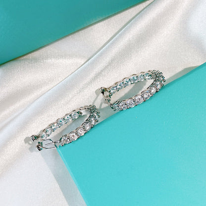 [Stellar jewels]SILVER DIAMOND HOOP EARRINGS