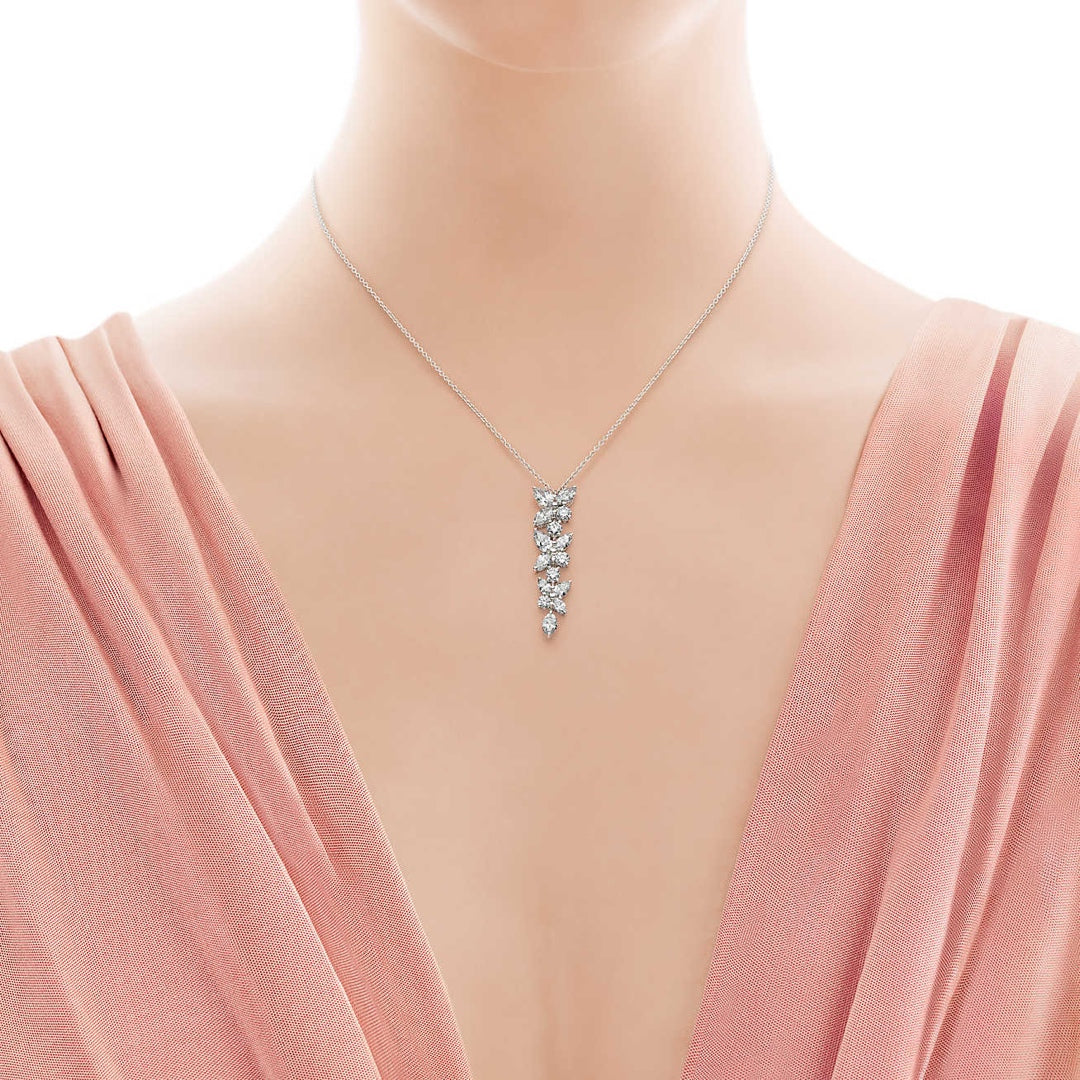 [Stellar jewels]MIXED CLUSTER DIAMOND DROP PENDANT