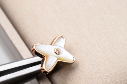 [Stars Jewelry]JEUX DE WHITE MOP PINK GOLD DIAMOND EARRINGS