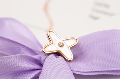 [Stars Jewelry]JEUX DE WHITE MOP PINK GOLD DIAMOND EARRINGS
